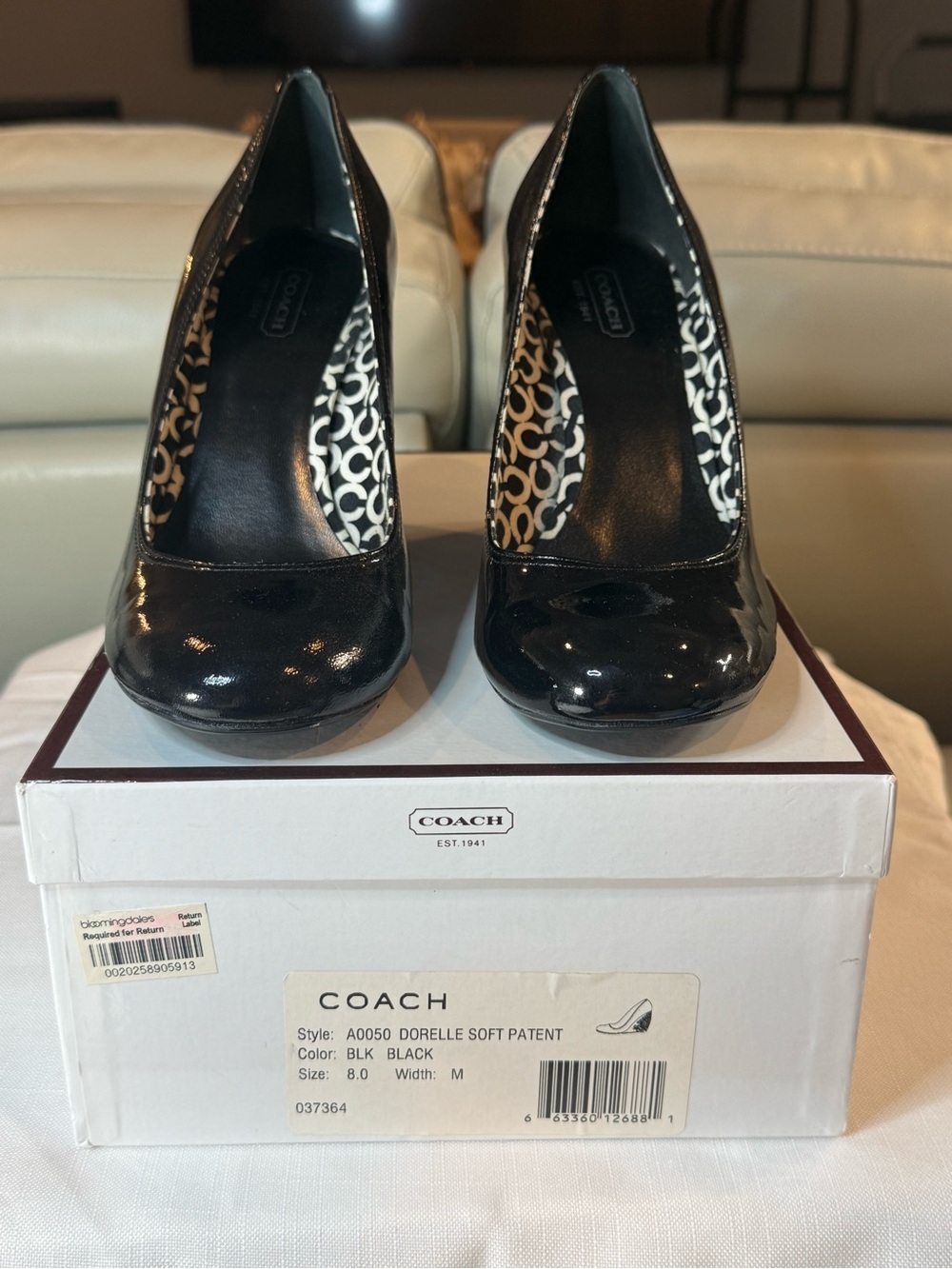 Coach Dorelle Black Soft Patent Wedge Pumps